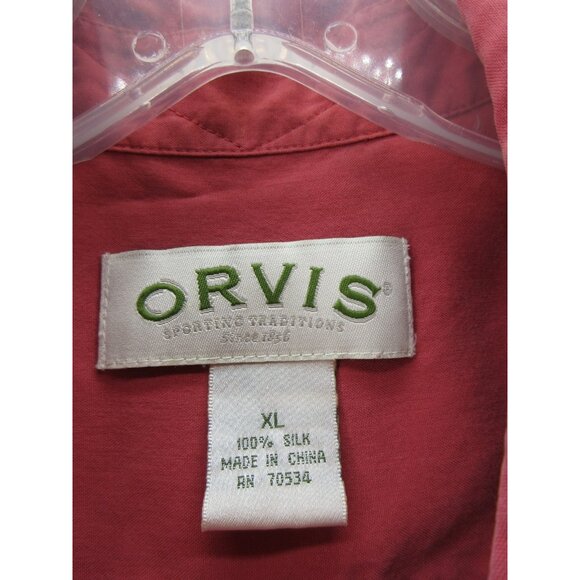 Orvis Top XL Salmon Silk Shirt Button Down Camp Pockets Field Utility - Picture 7 of 8
